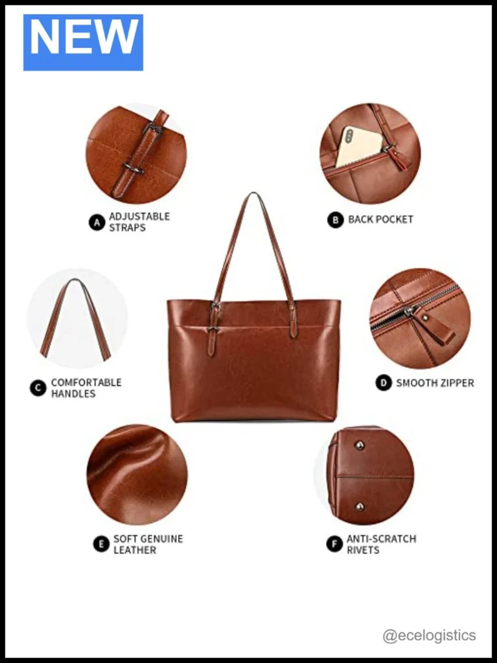 Leather Tote & Crossbody Bag Set - 2 Piece Handbag Bundle for Work, Travel, Gift